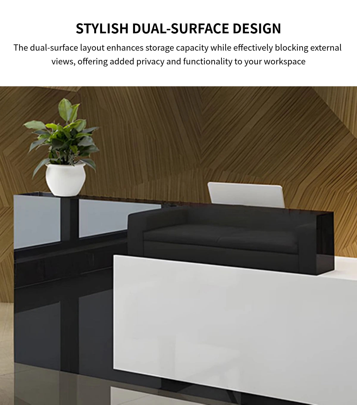 Salon Reception Desk 71-118 in Wide with Dual-Tone, Keyboard Tray & Lockable for Salon — Detail image 5
