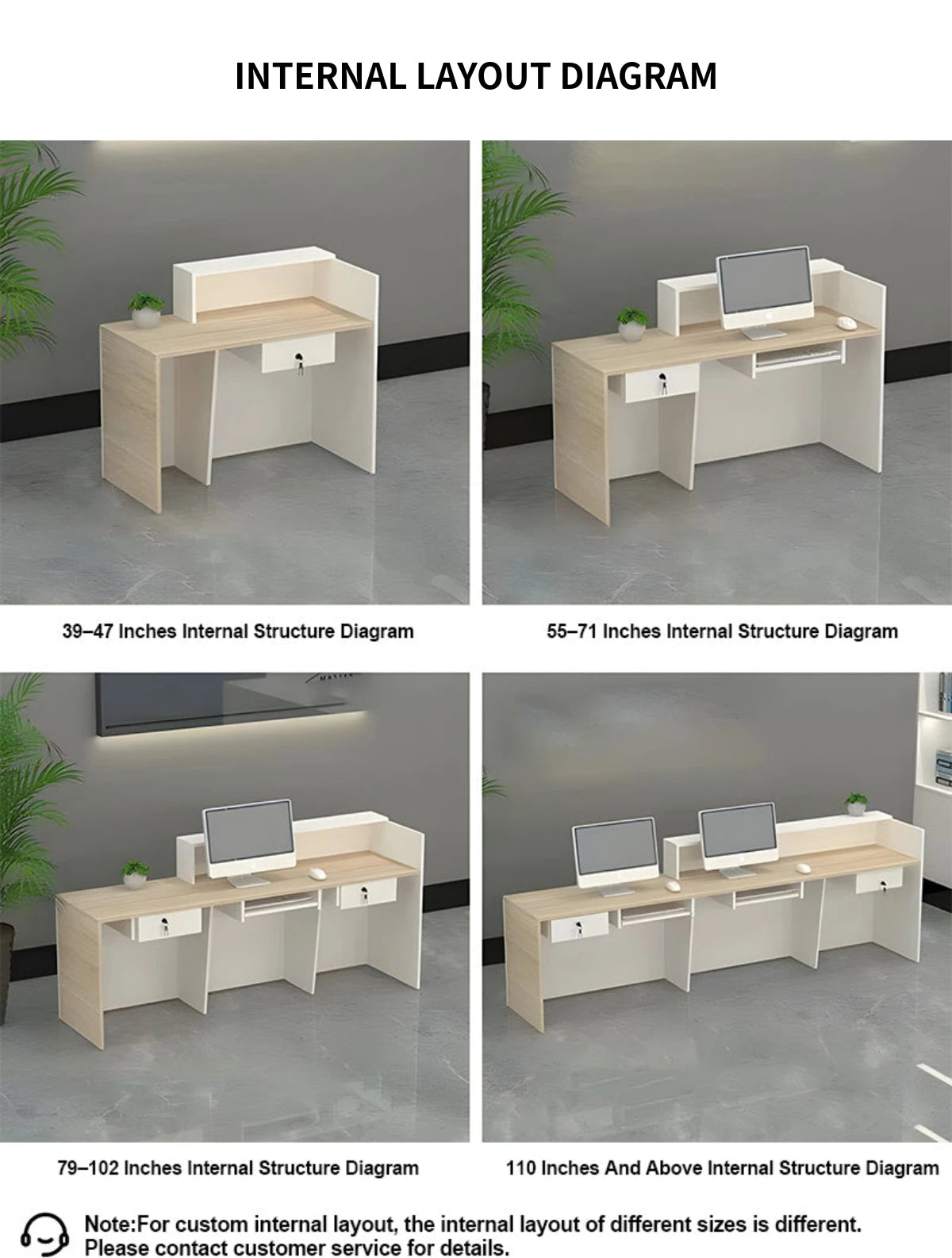 Salon Reception Desk 71-118 in Wide with Dual-Tone, Keyboard Tray & Lockable for Salon — Detail image 8