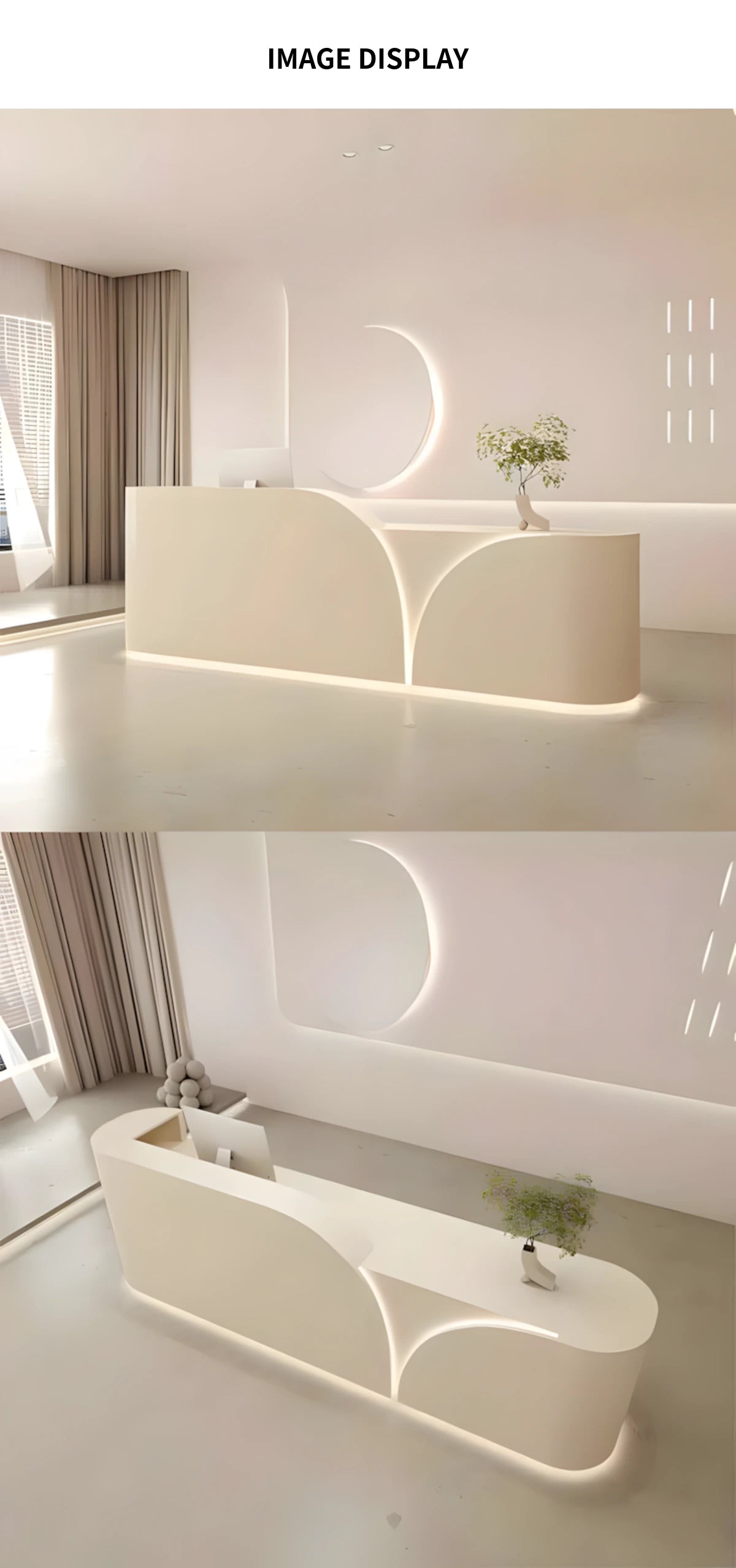 L-Shaped Reception Desk 55-157 in Wide with LED Lighting, Lockable & File Drawers — Detail image 10