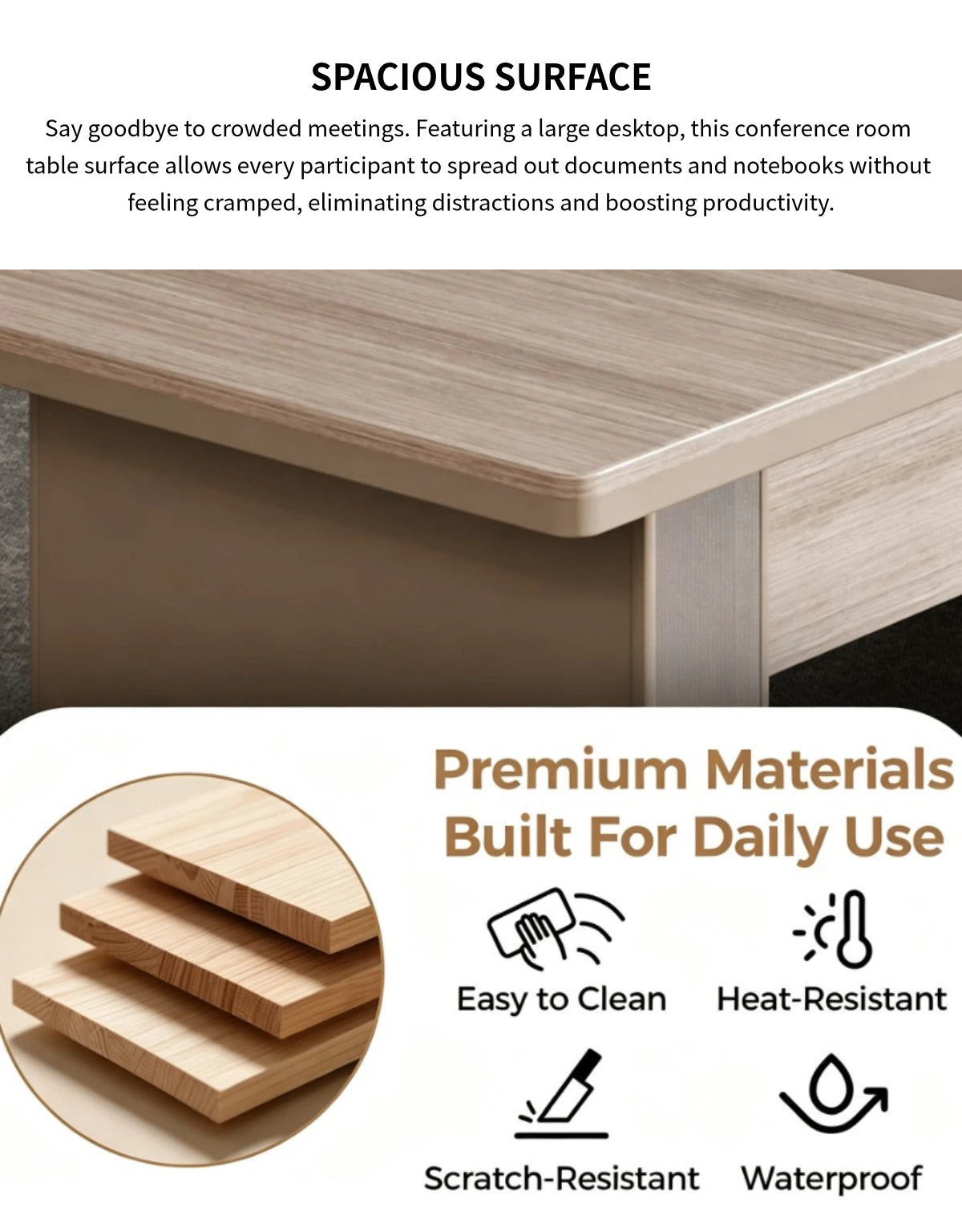 Rectangular Conference Table 142 in Wide (11.8 ft) with Cable Management & Dual-Tone — Detail image 2
