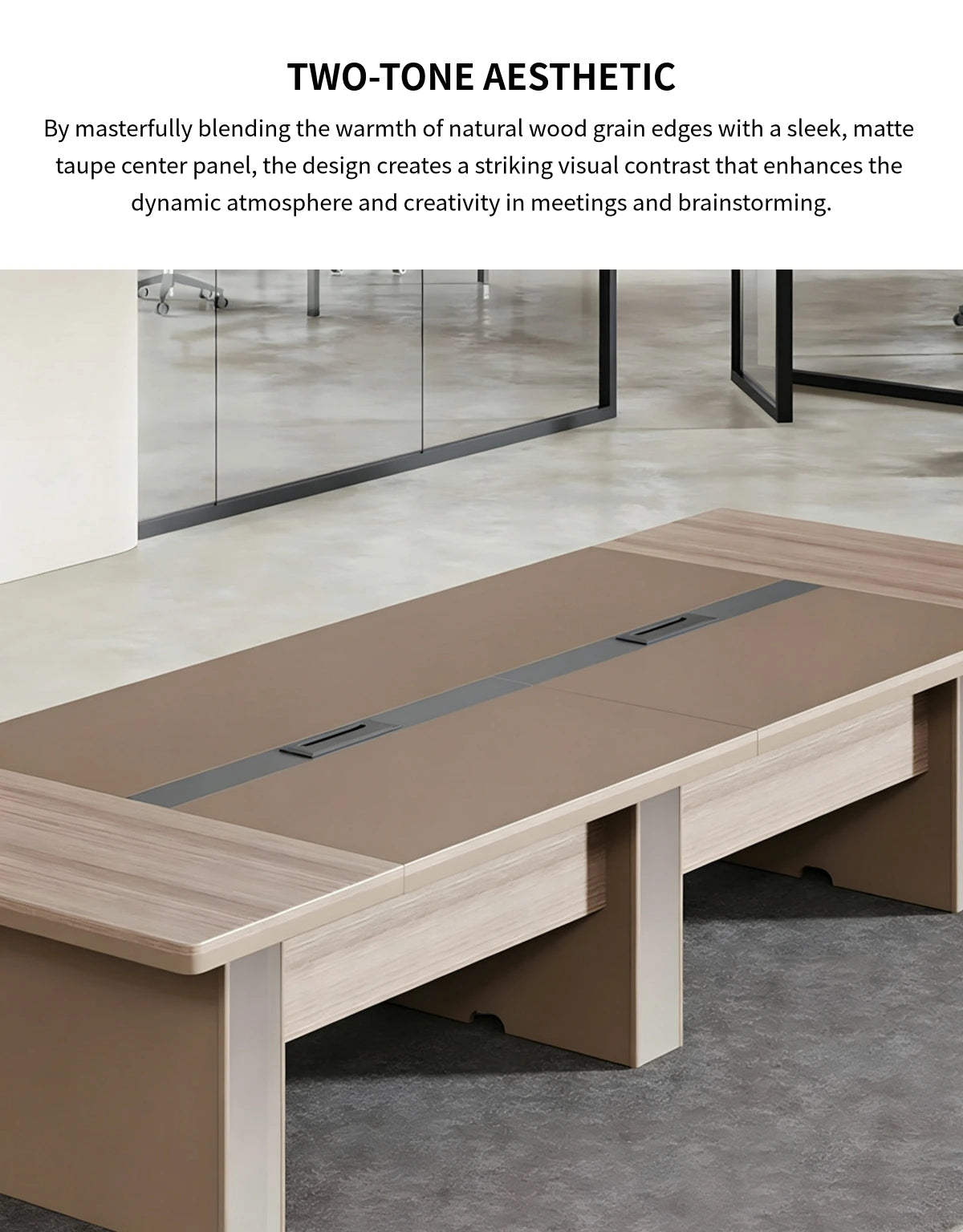 Rectangular Conference Table 142 in Wide (11.8 ft) with Cable Management & Dual-Tone — Detail image 4