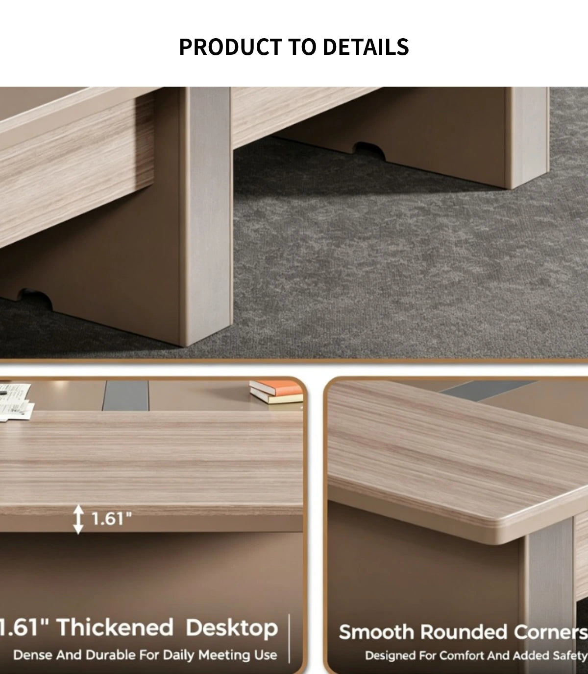 Rectangular Conference Table 142 in Wide (11.8 ft) with Cable Management & Dual-Tone — Detail image 6