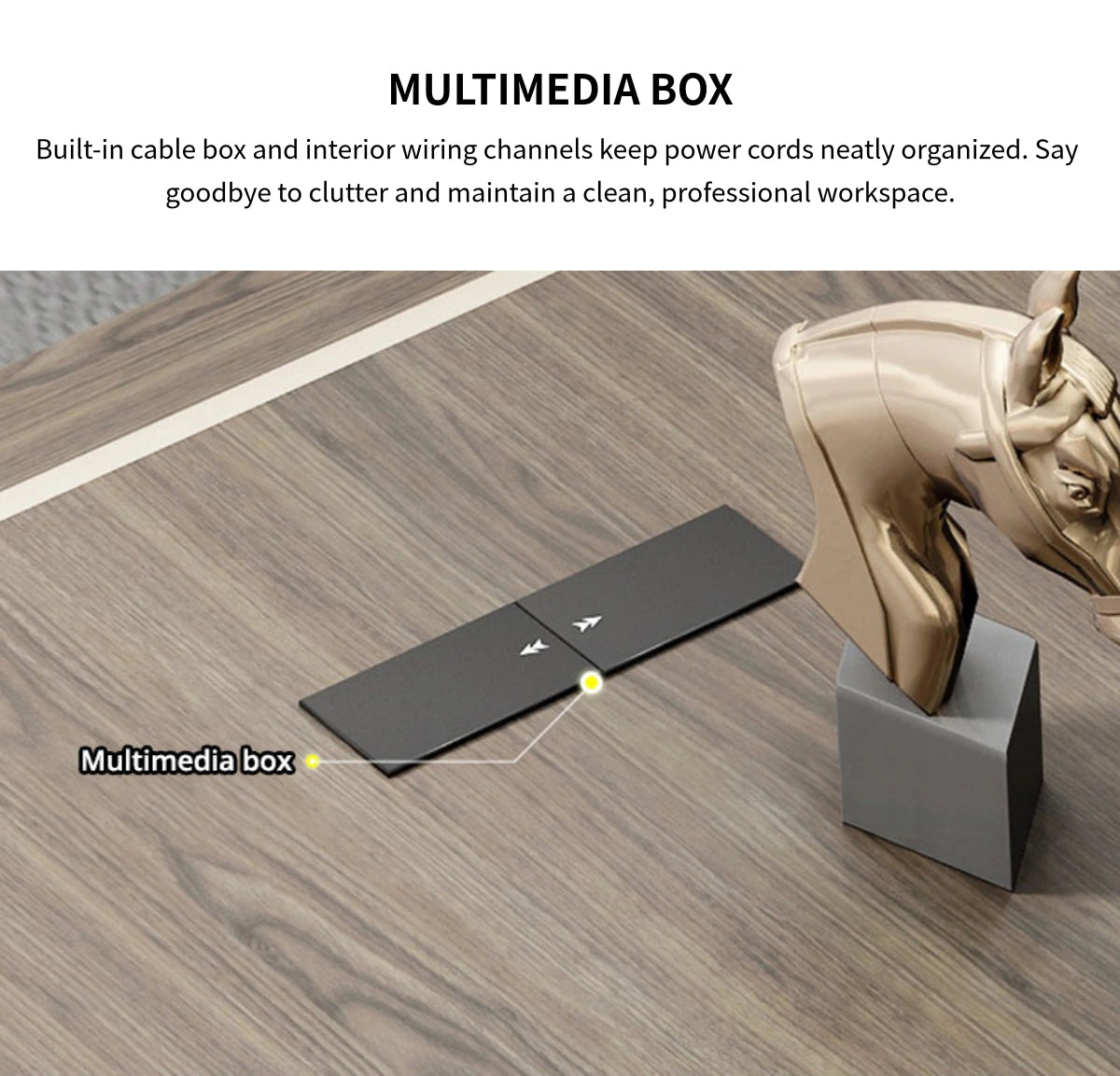 Modern Executive Desk with Boat-Shaped, Side Storage & Cable Management for Home Office — Detail image 4