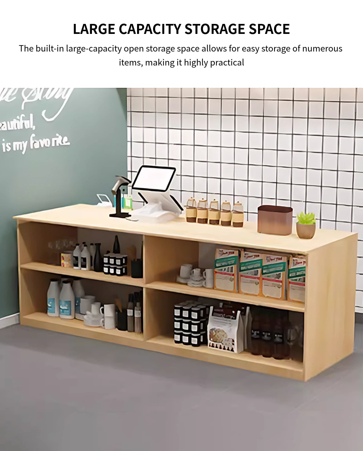 Modern Reception Desk 39-157 in Wide with Solid Wood for Office Lobby — Detail image 7