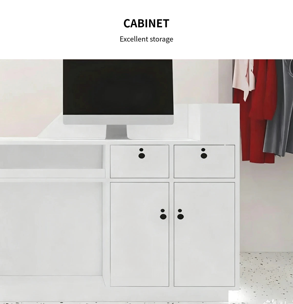 Curved Reception Desk 39-118 in Wide with Stainless Steel, LED Lighting & Lumbar Support — Detail image 5