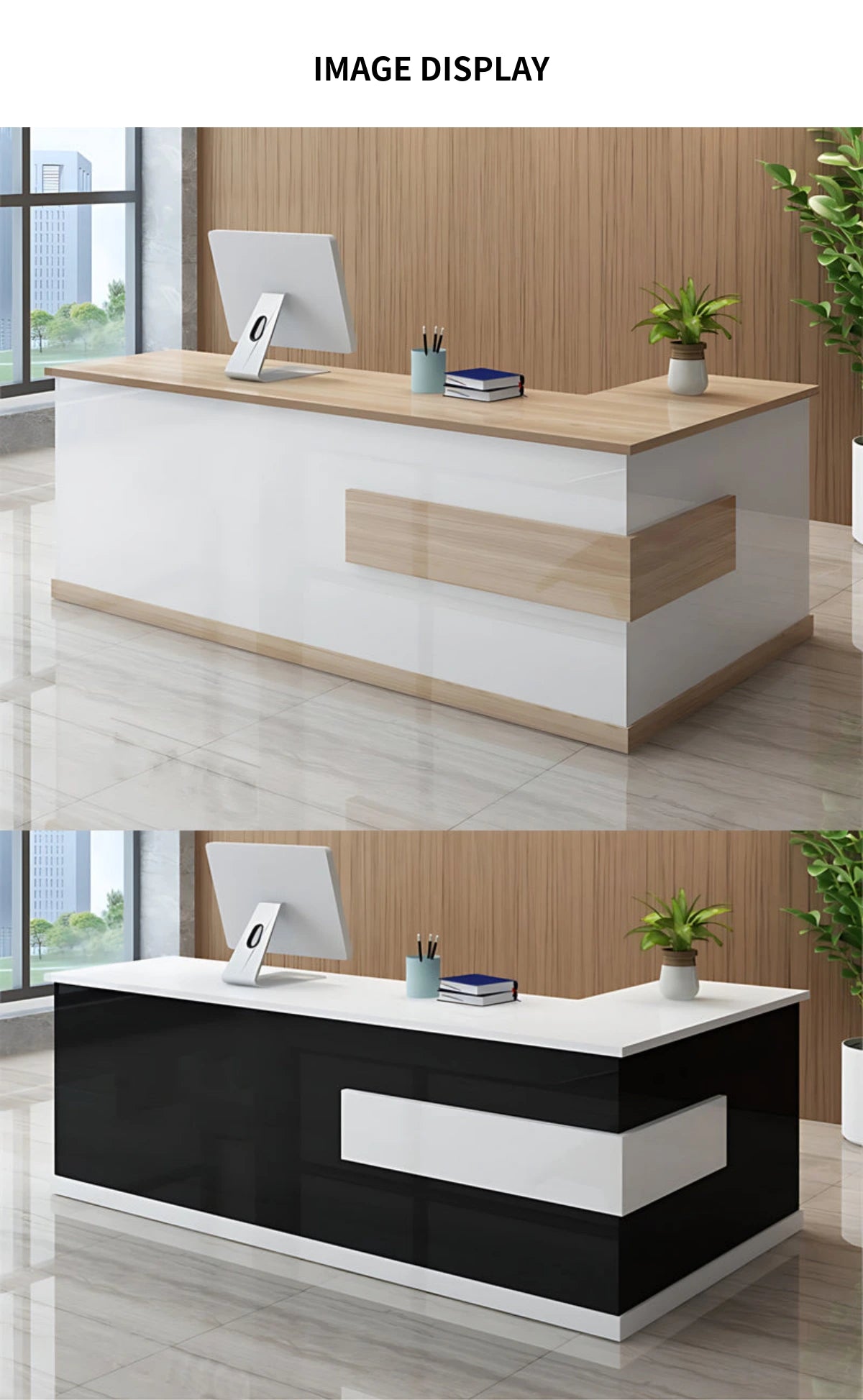L-Shaped Reception Desk with Keyboard Tray & Lockable for Salon — Detail image 8