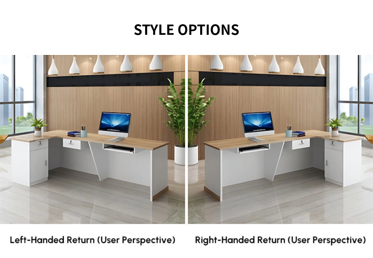 L-Shaped Reception Desk with Keyboard Tray & Lockable for Salon — Detail image 9