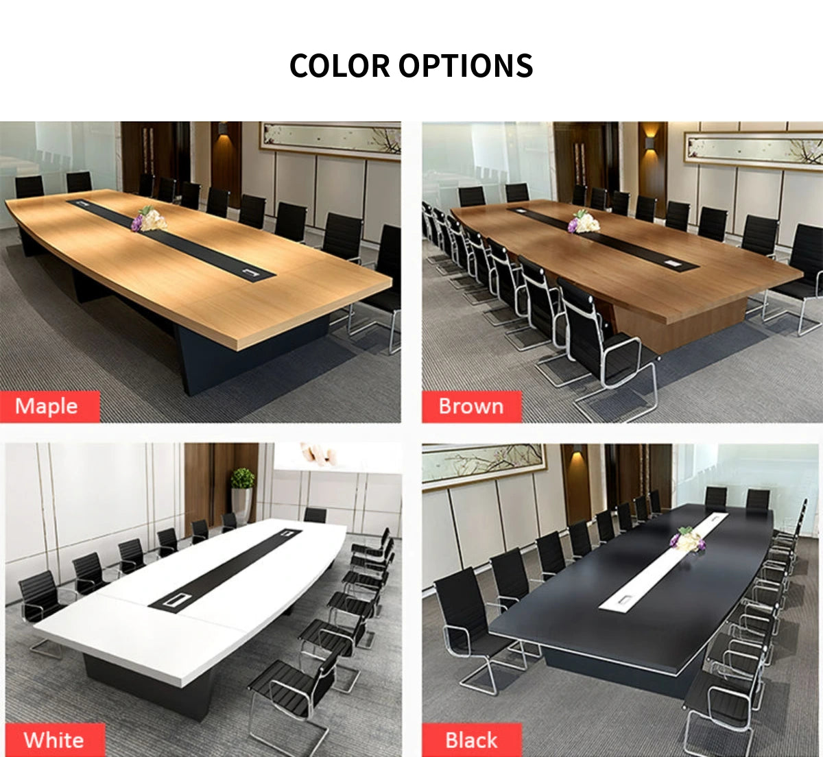 Boat-Shaped Conference Table 197 in Wide (16.4 ft) with Cable Management for Meeting Room — Detail image 7