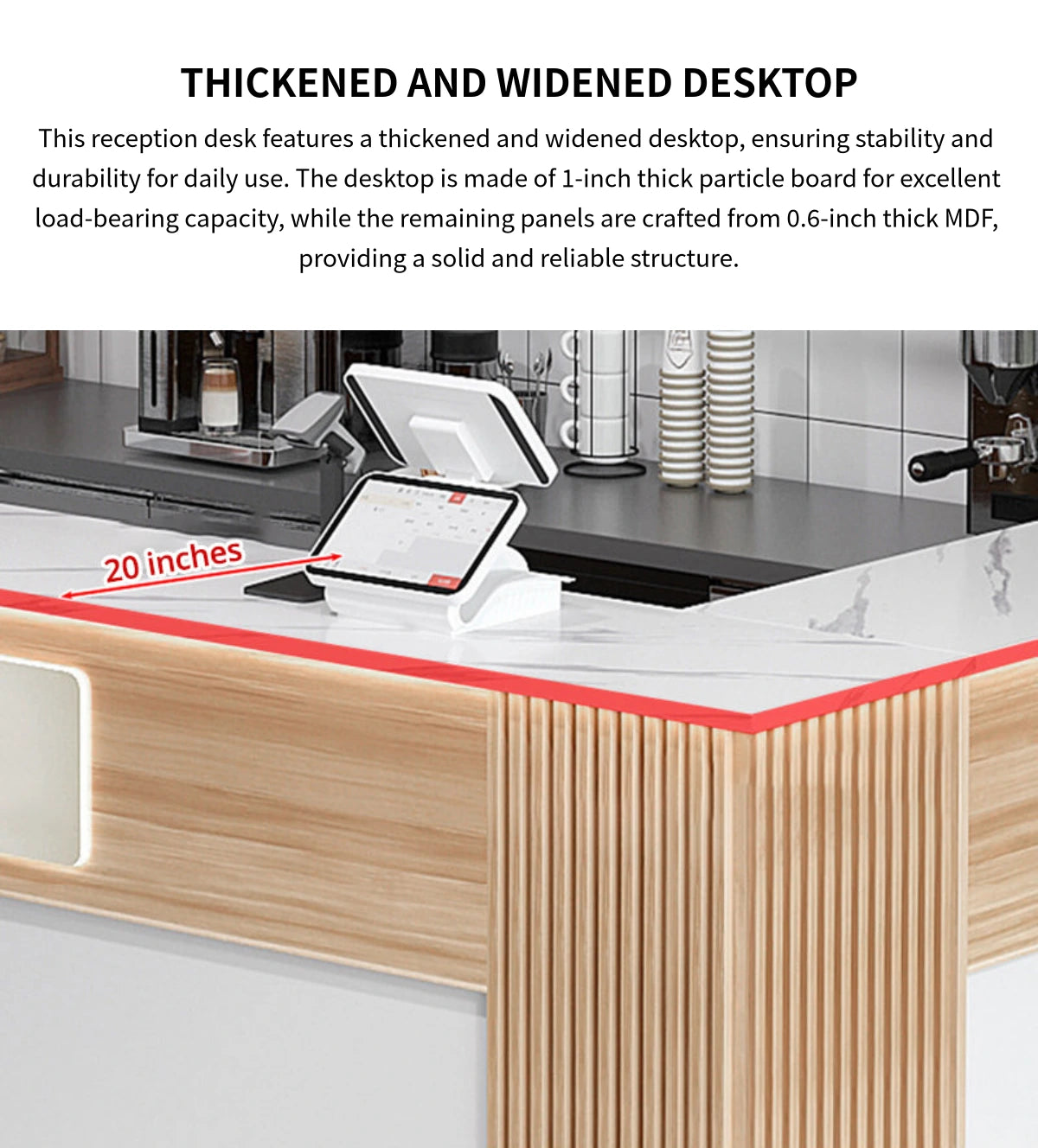 Modern Reception Desk 39-94 in Wide with Lockable, File Drawers & Modular for Office Lobby — Detail image 8