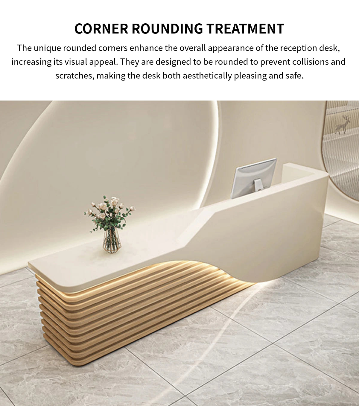 Curved Reception Desk 47-134 in Wide for Salon — Detail image 5