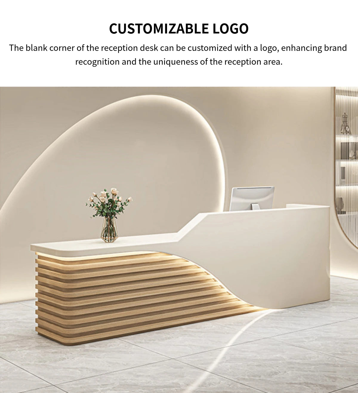 Curved Reception Desk 47-134 in Wide for Salon — Detail image 6