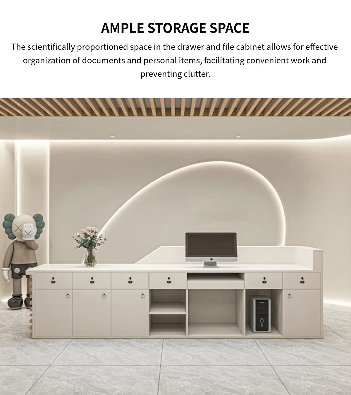 Curved Reception Desk 47-134 in Wide for Salon — Detail image 7