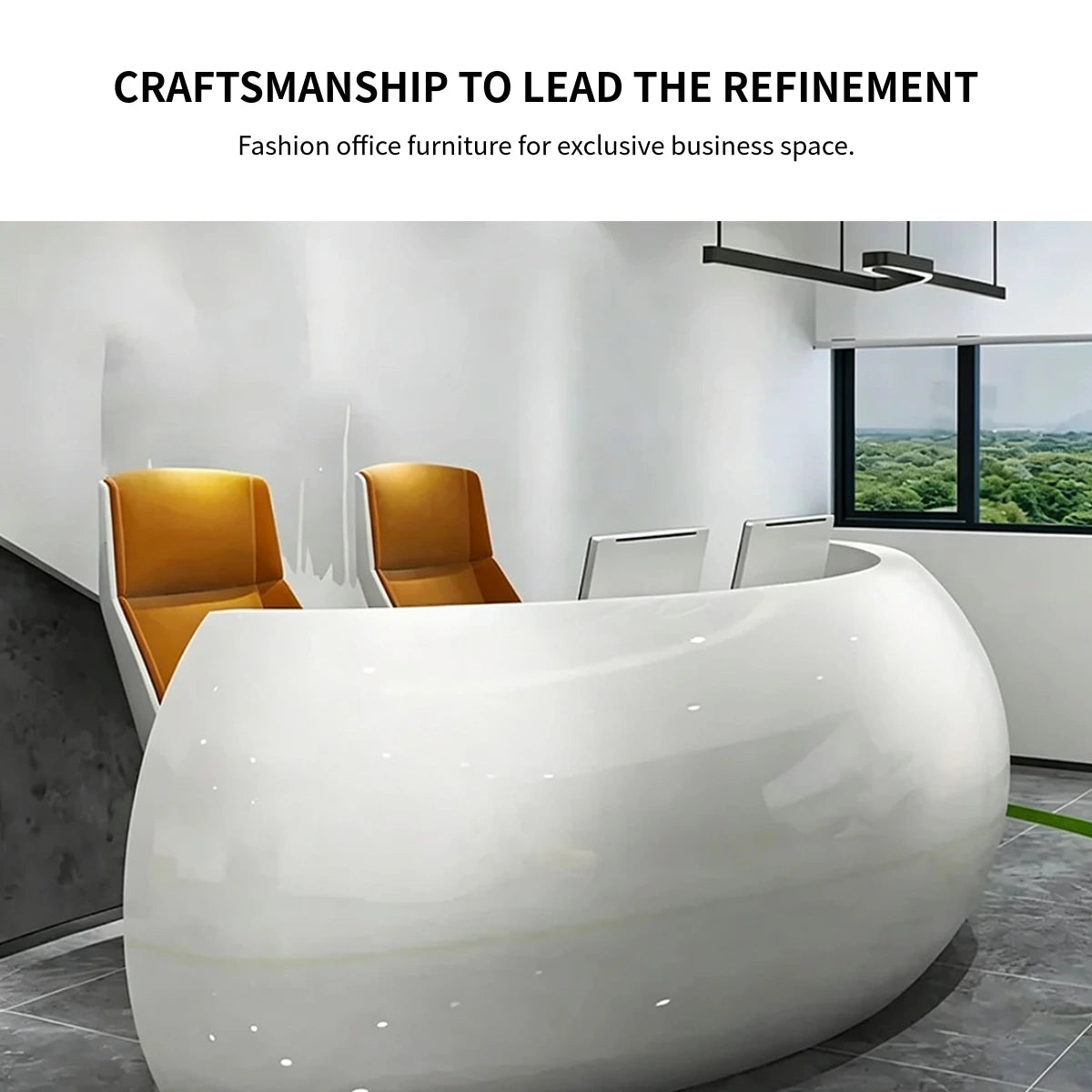 Curved Reception Desk 63-197 in Wide with Lumbar Support for Retail — Detail image 7