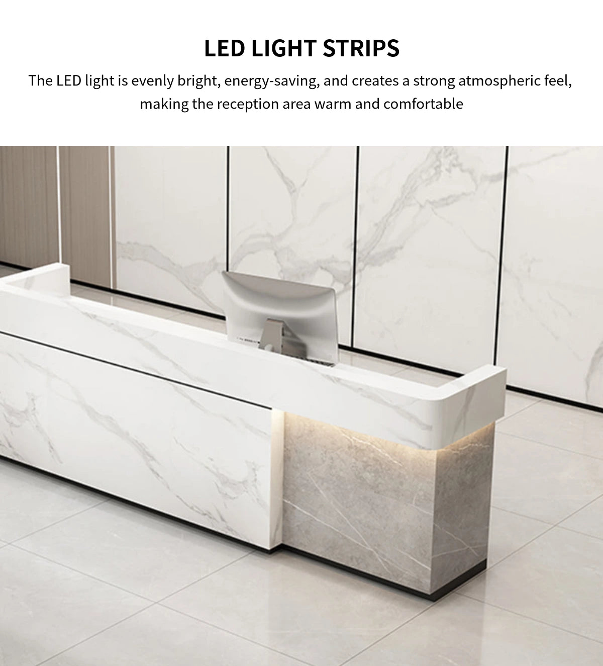 Retail Reception Desk 47-150 in Wide with File Drawers & LED Lighting for Retail — Detail image 6