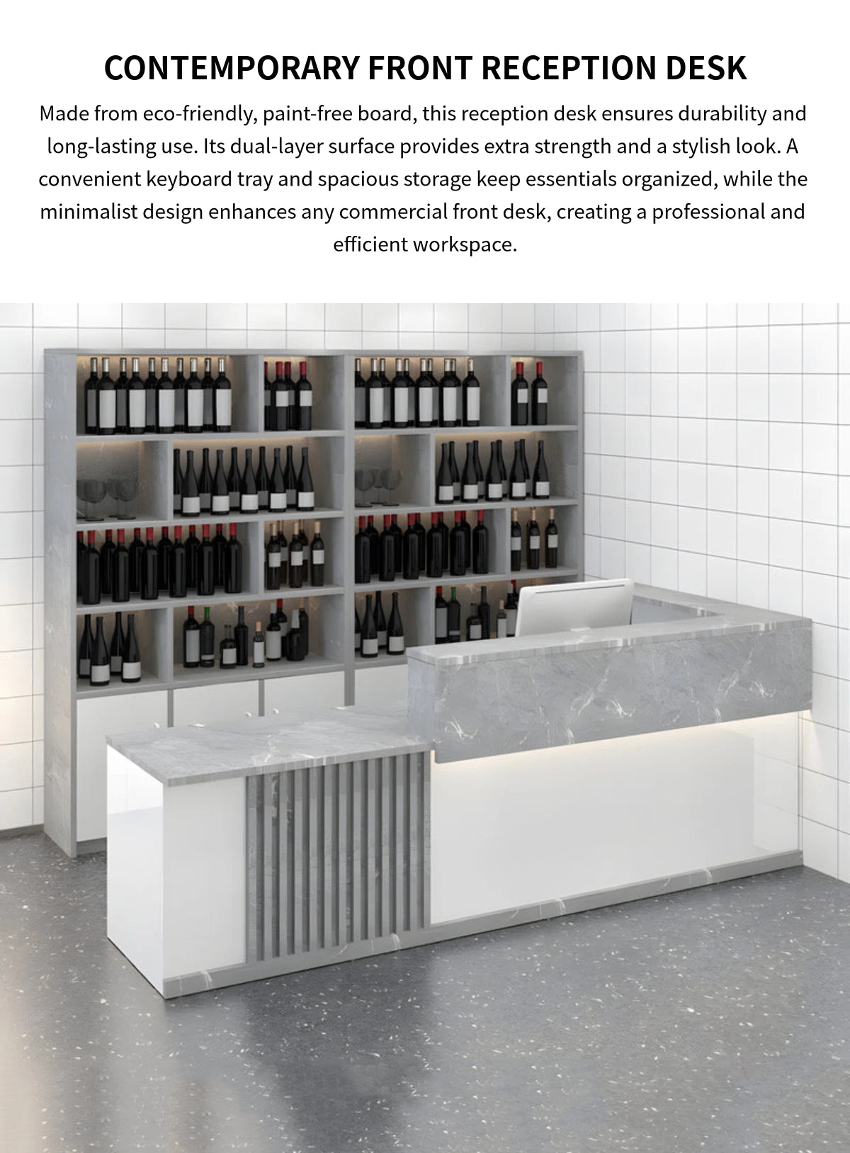 Retail Reception Desk 39-118 in Wide with Keyboard Tray, Lockable & File Drawers — Detail image 1