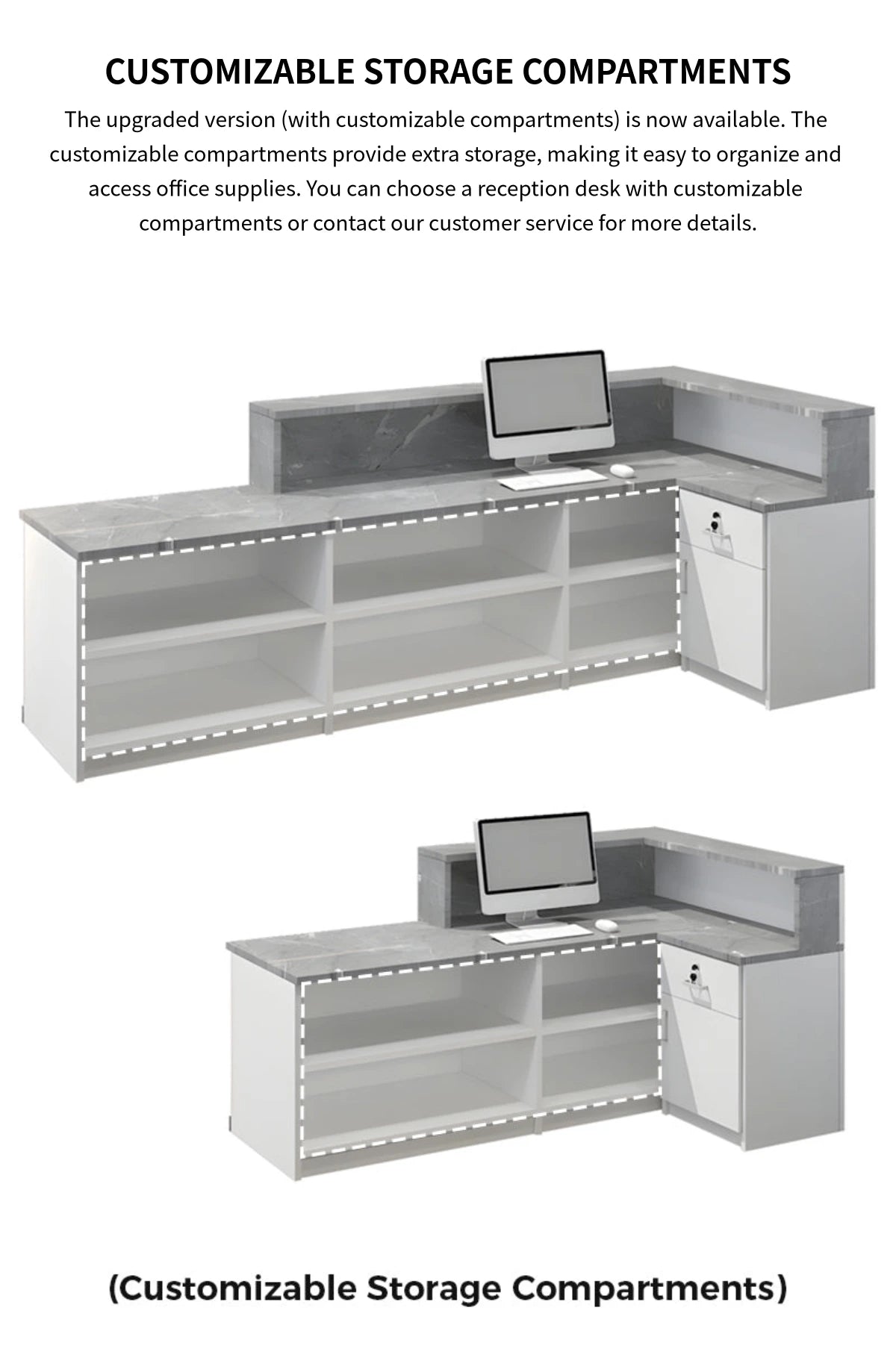 Retail Reception Desk 39-118 in Wide with Keyboard Tray, Lockable & File Drawers — Detail image 8