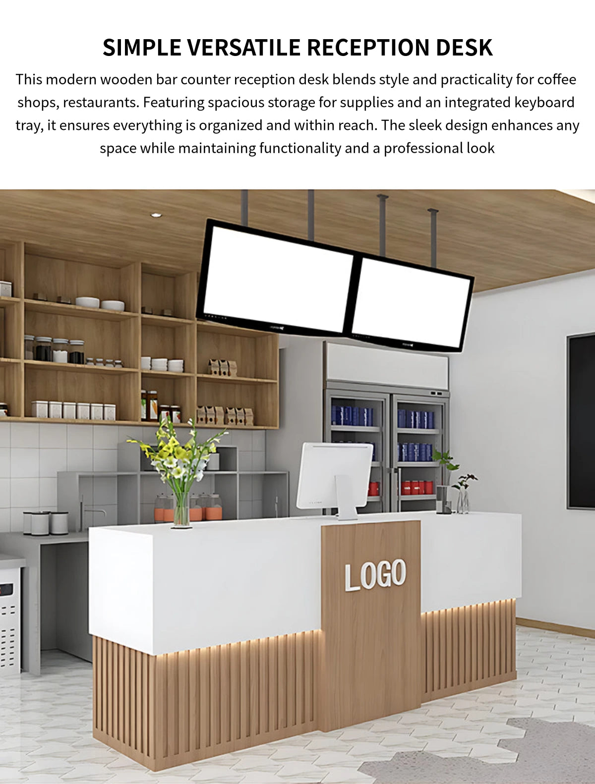 Retail Reception Desk 39-118 in Wide with Keyboard Tray for Retail — Detail image 1