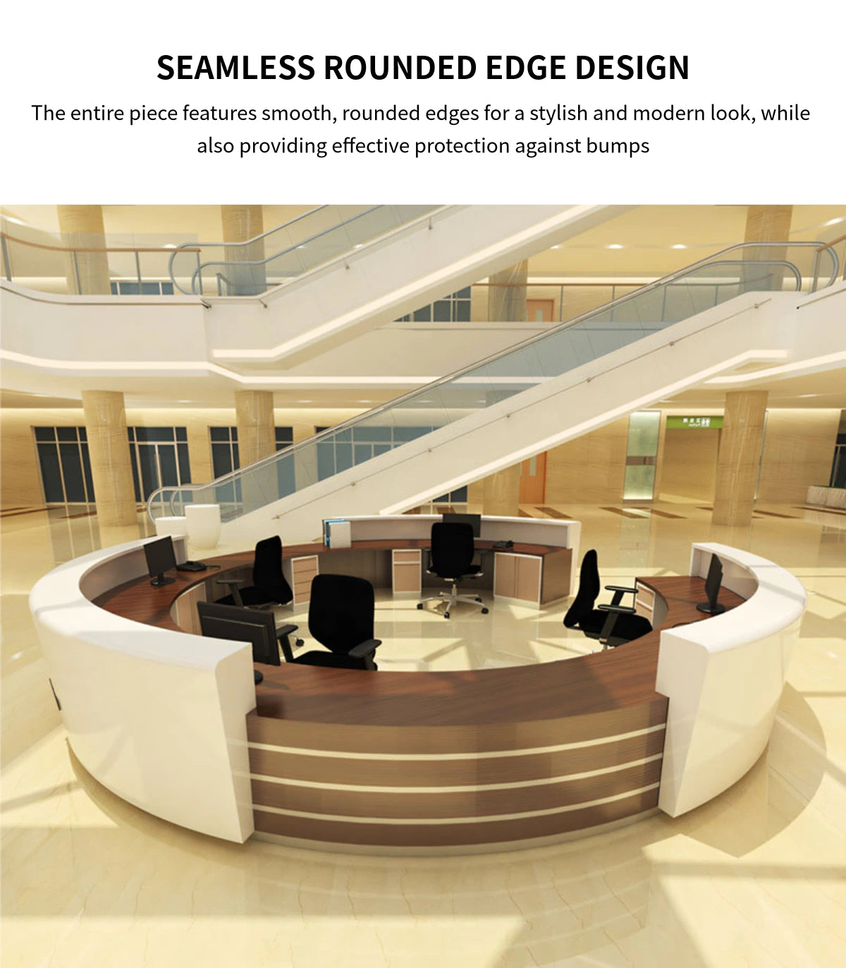 Curved Reception Desk 39-118 in Wide for Clinic — Detail image 3