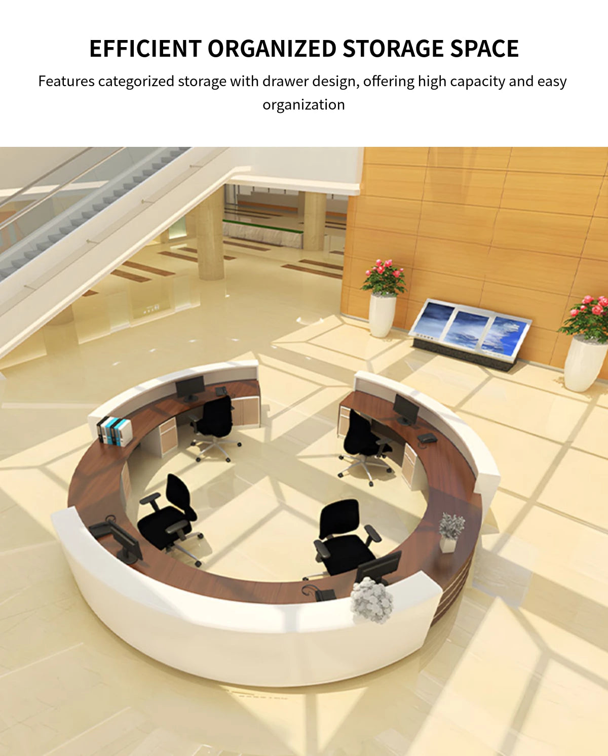 Curved Reception Desk 39-118 in Wide for Clinic — Detail image 4