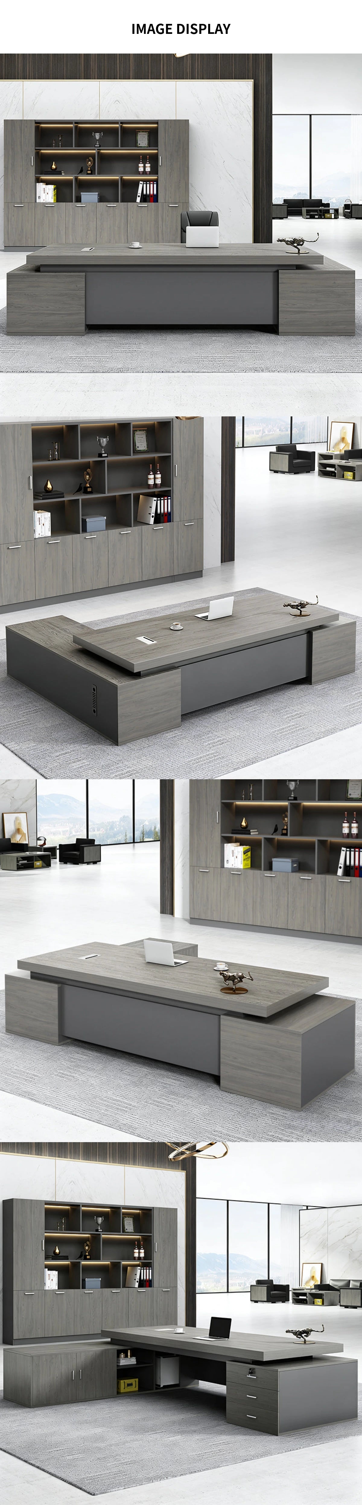 Modern Executive Desk 71-110 in Wide with Cable Management, Side Storage & Stainless Steel — Detail image 12