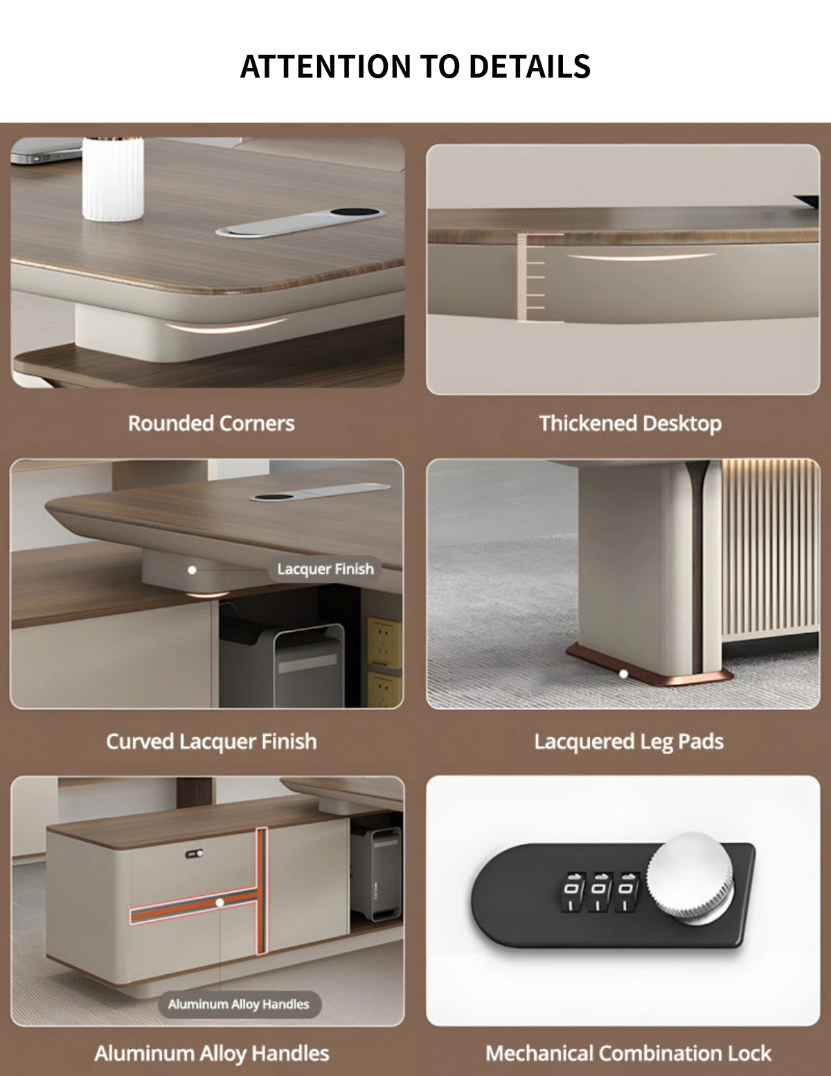 L-Shaped Reception Desk with File Drawers, LED Lighting & Side Storage for Office Lobby — Detail image 3