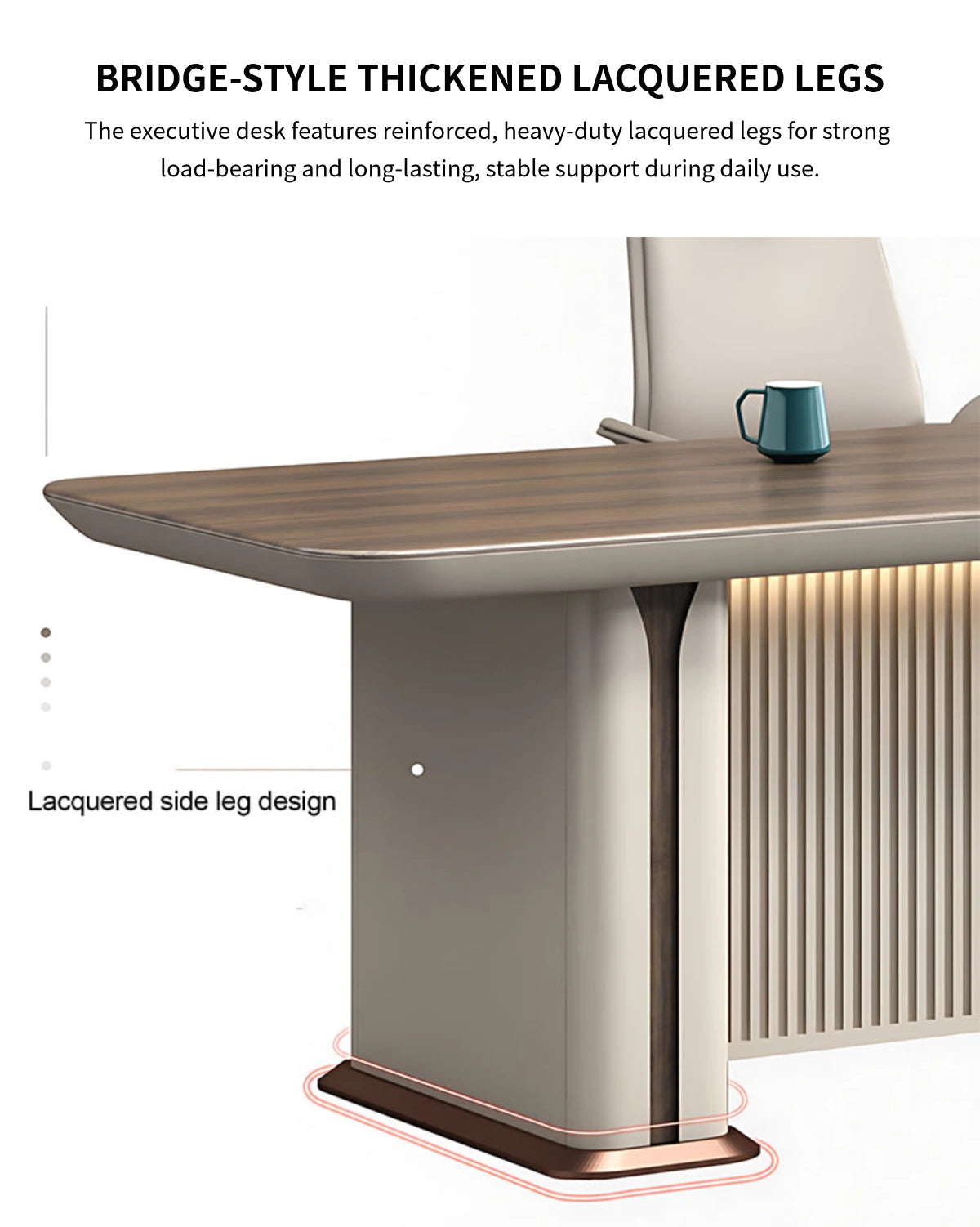 L-Shaped Reception Desk with File Drawers, LED Lighting & Side Storage for Office Lobby — Detail image 6