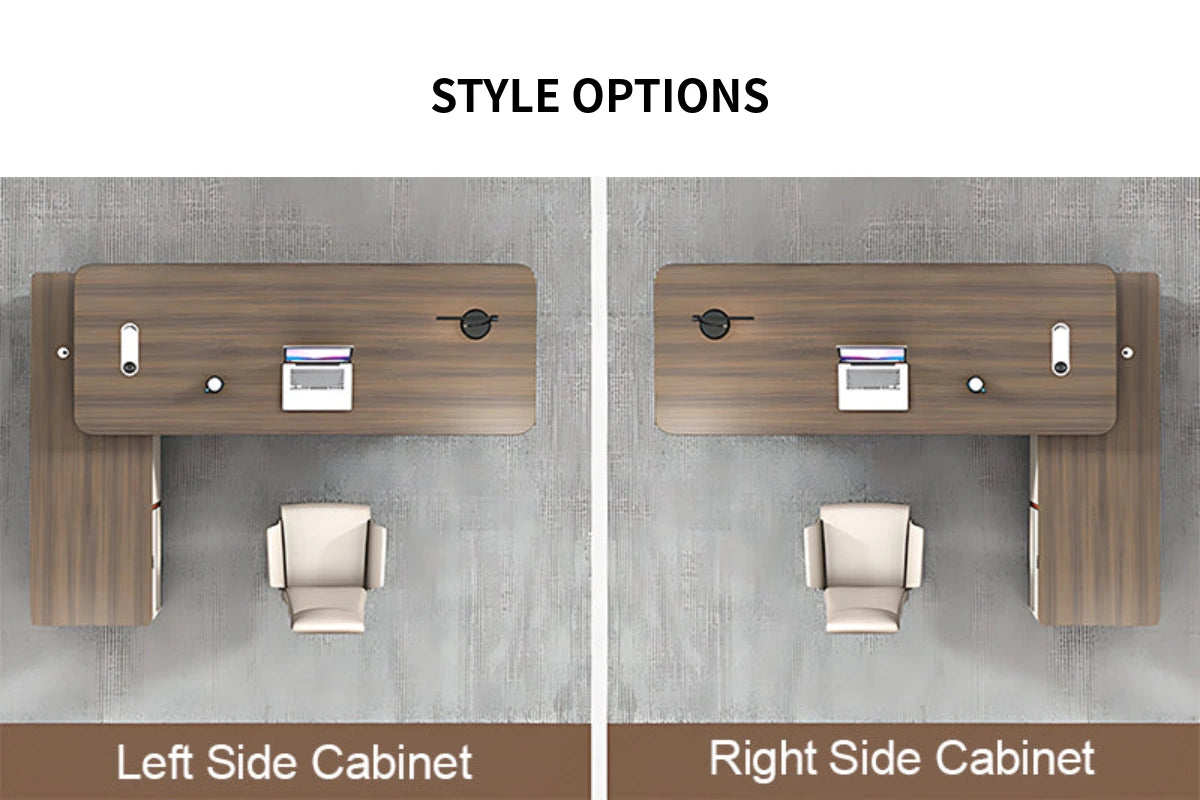 L-Shaped Reception Desk with File Drawers, LED Lighting & Side Storage for Office Lobby — Detail image 12