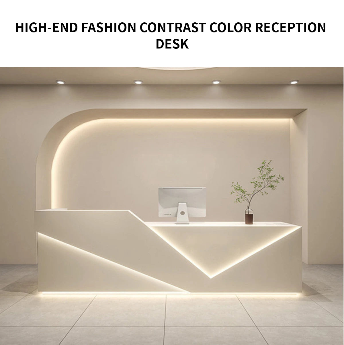 Salon Reception Desk 47-142 in Wide with Cable Management, Keyboard Tray & Lockable — Detail image 1
