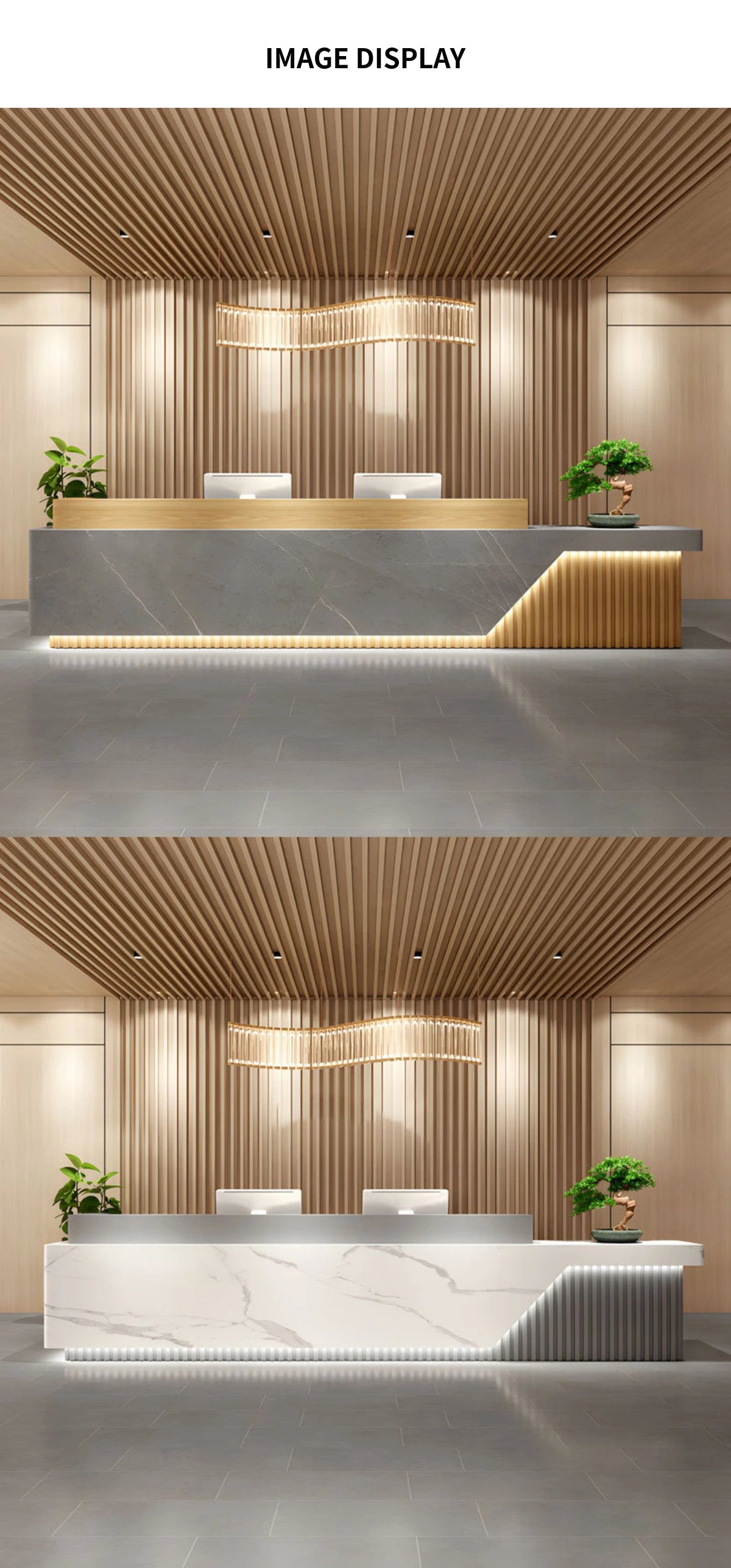 Salon Reception Desk 31-157 in Wide with Dual-Tone, LED Lighting & Keyboard Tray for Salon — Detail image 8