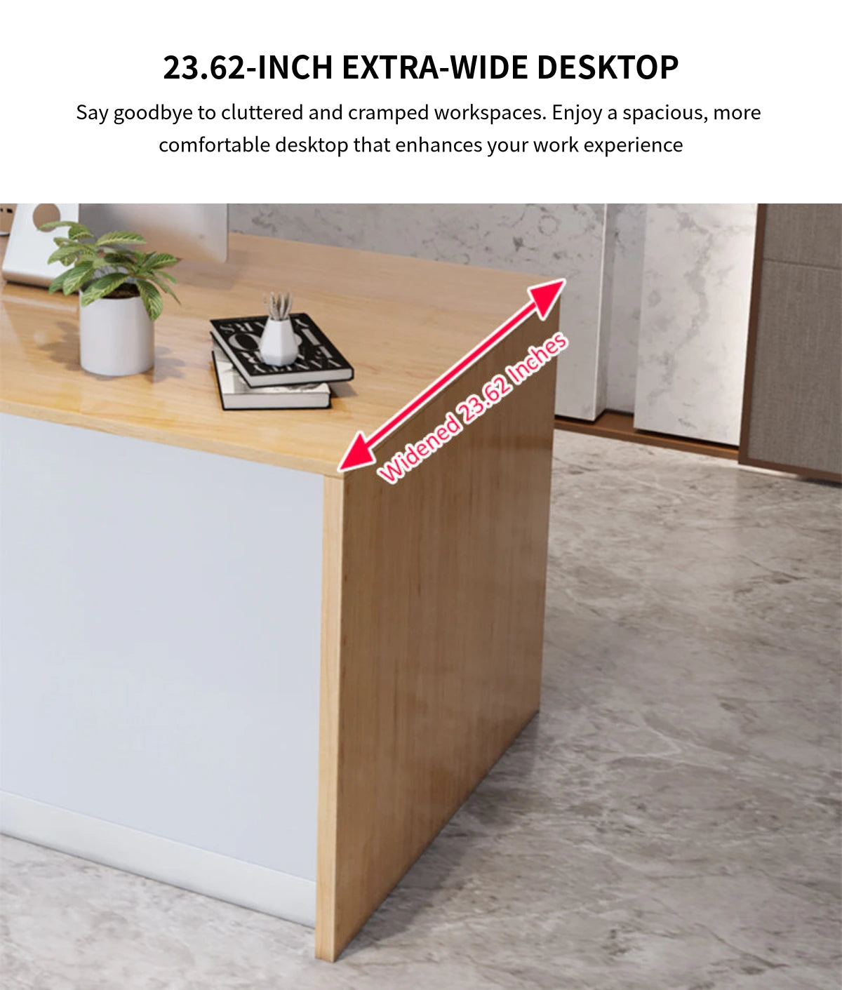 Rectangular Reception Desk 47-94 in Wide with File Drawers, Keyboard Tray & Lockable — Detail image 5