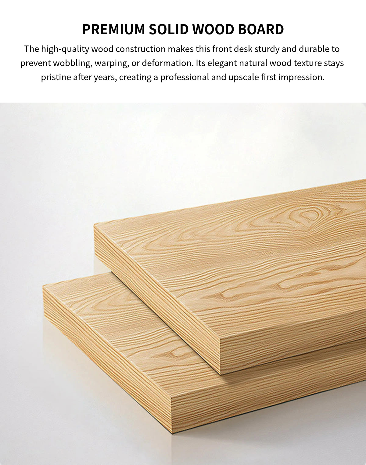 Round Reception Desk 47-118 in Wide with Keyboard Tray, Rattan & Solid Wood for Salon — Detail image 2