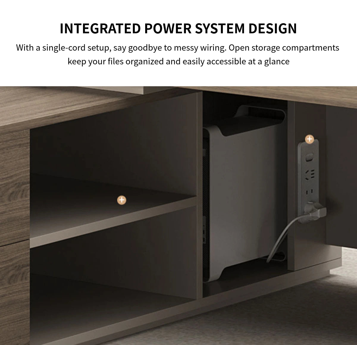 Modern Executive Desk with Cable Management, Dual-Tone & Wireless Charging for Home Office — Detail image 6