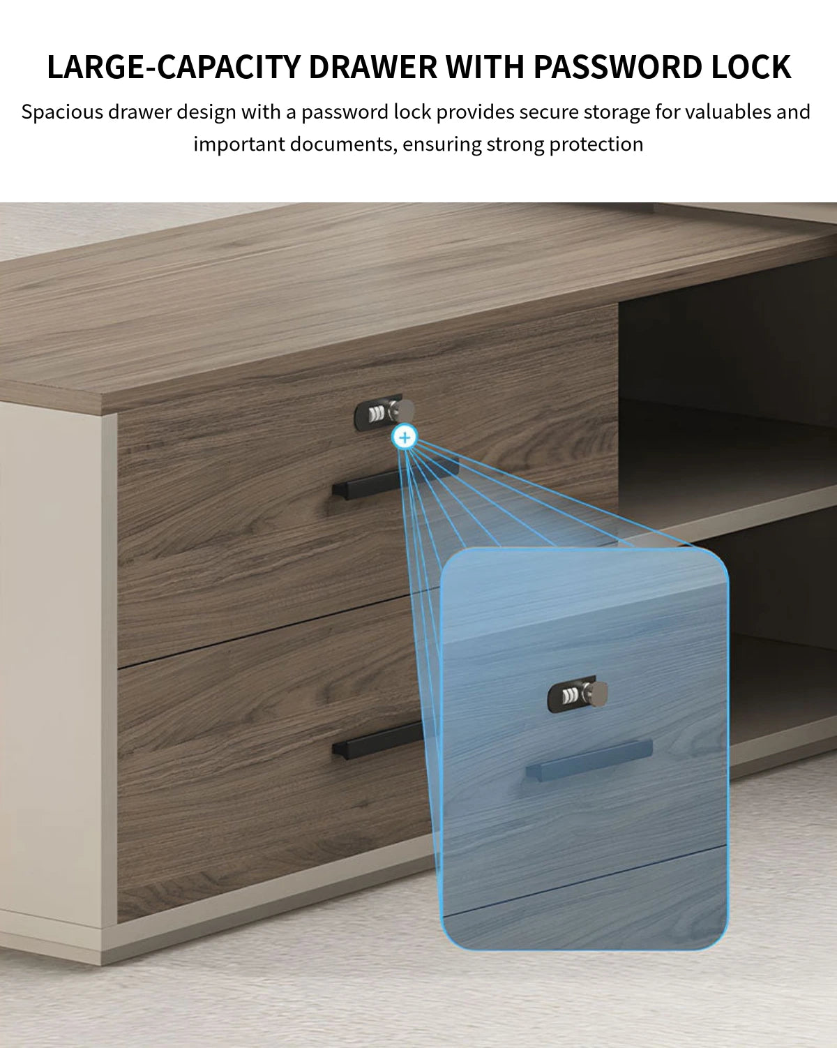 Modern Executive Desk with Cable Management, Dual-Tone & Wireless Charging for Home Office — Detail image 7