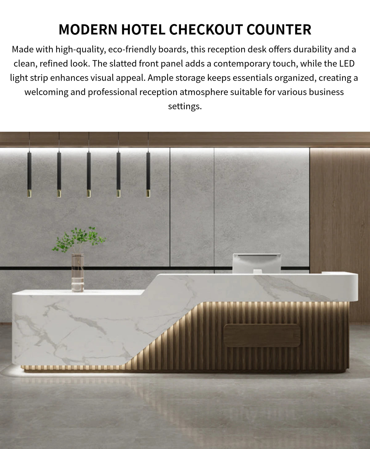 Retail Reception Desk 47-150 in Wide with LED Lighting for Retail — Detail image 1