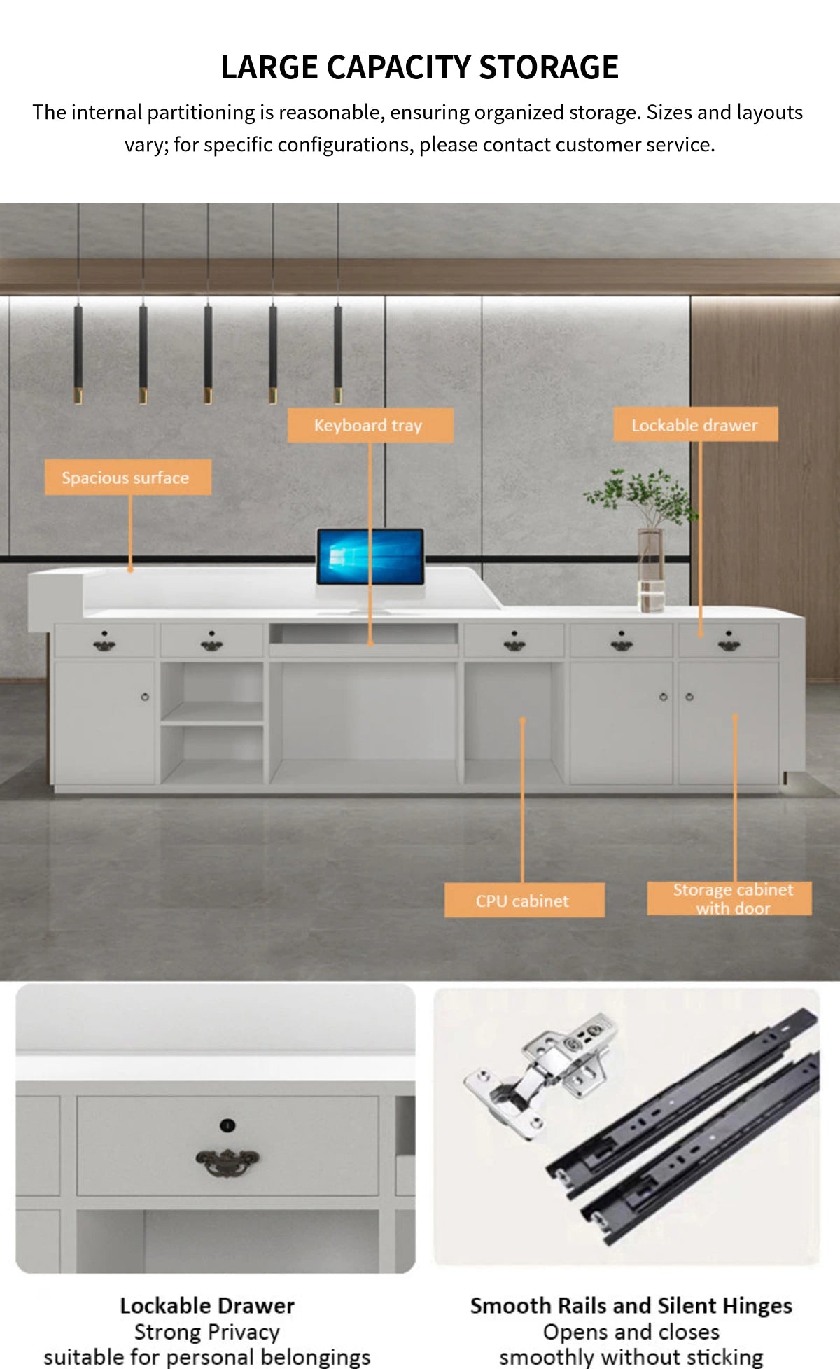 Retail Reception Desk 47-150 in Wide with LED Lighting for Retail — Detail image 7