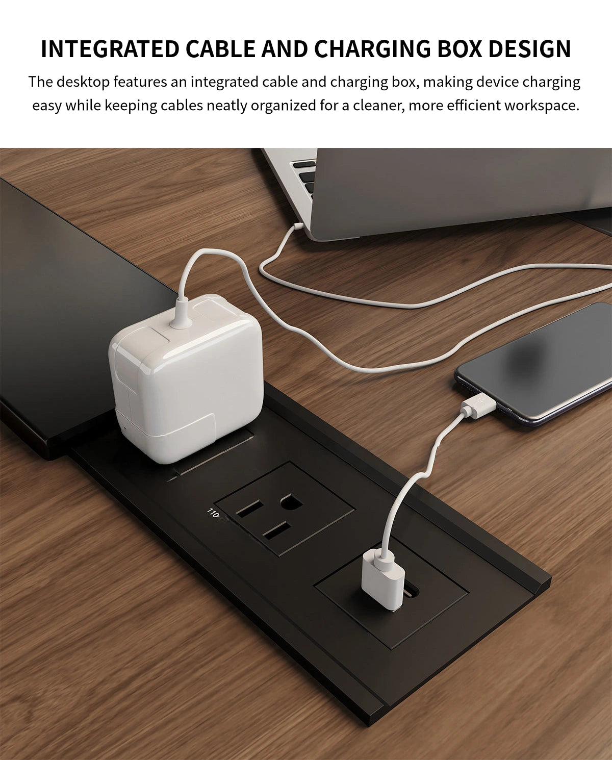 L-Shaped Executive Desk with LED Lighting, Lockable & File Drawers for Home Office — Detail image 4