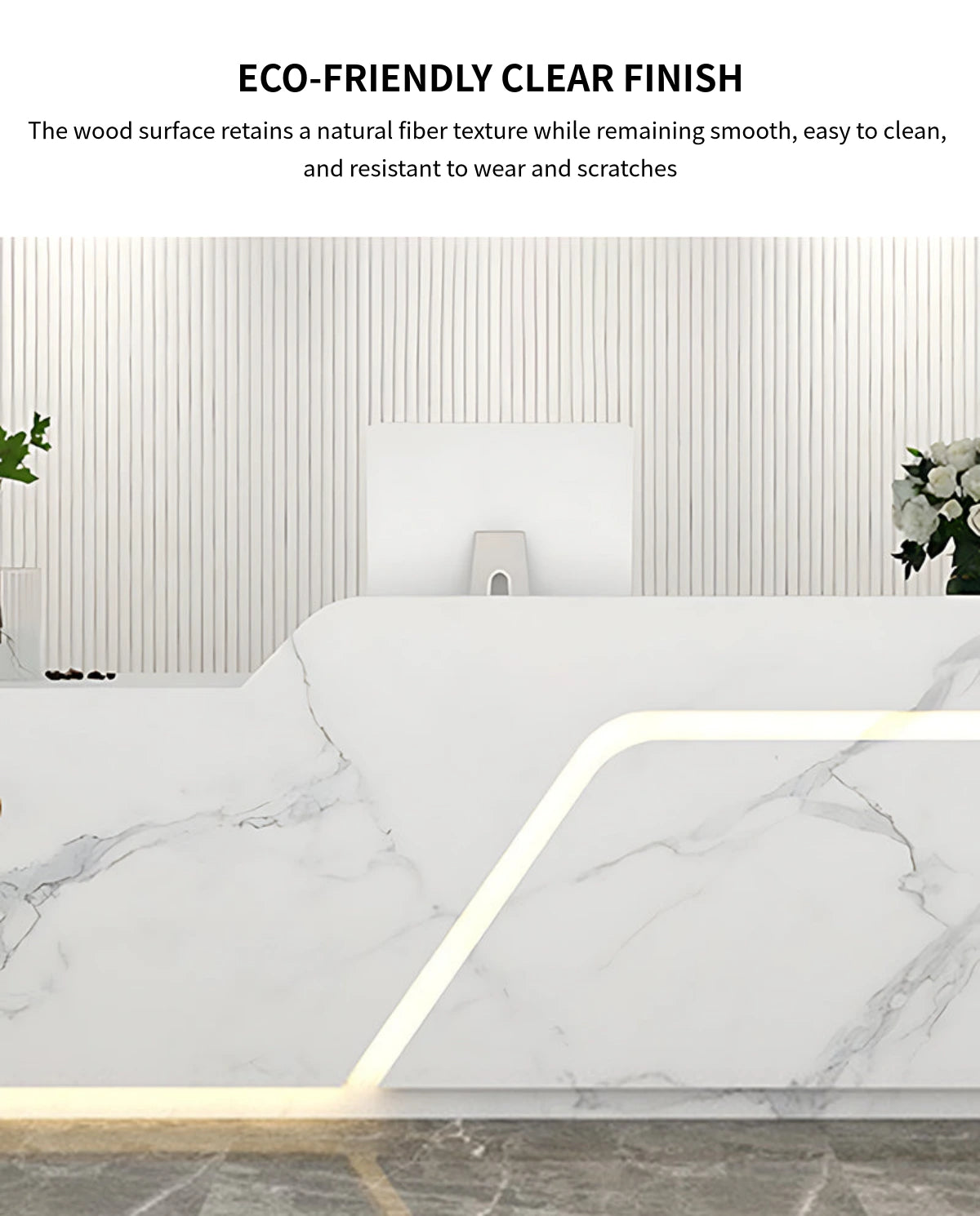 Curved Reception Desk 55-134 in Wide with Keyboard Tray, File Drawers & Lockable for Salon — Detail image 3