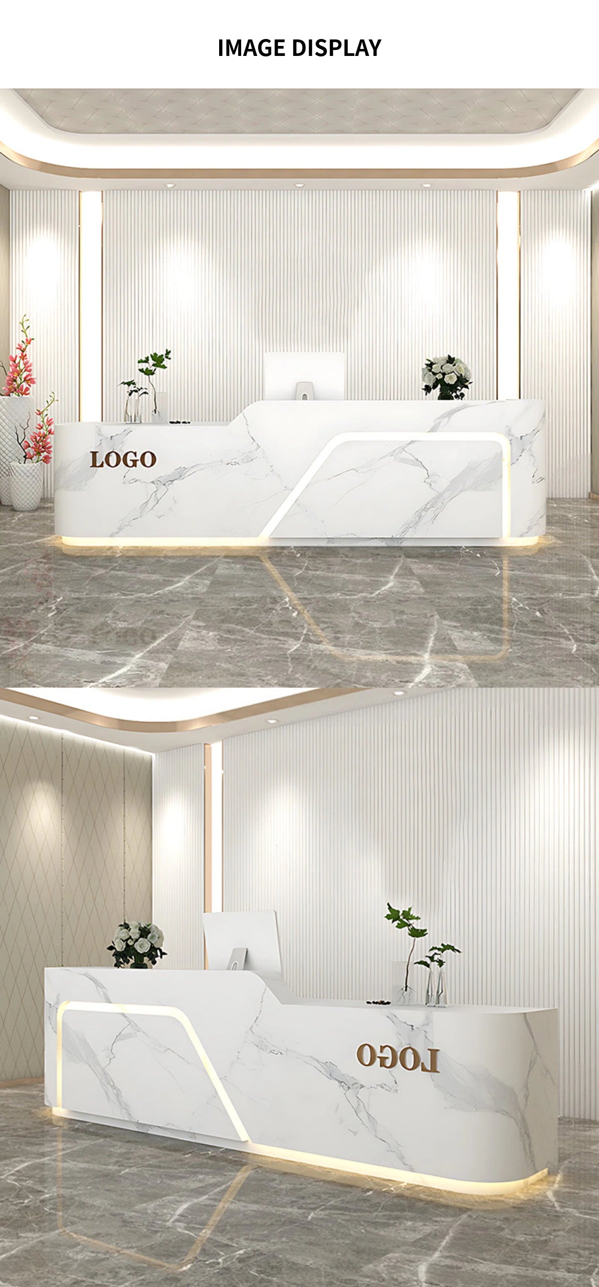 Curved Reception Desk 55-134 in Wide with Keyboard Tray, File Drawers & Lockable for Salon — Detail image 9