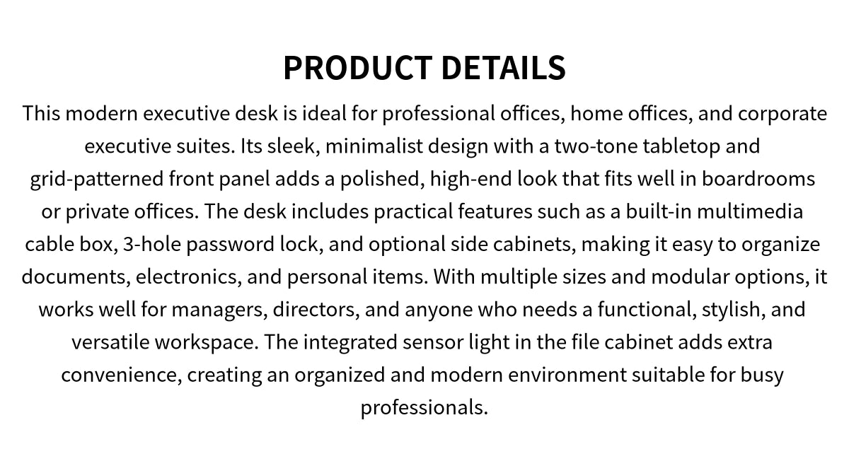 L-Shaped Executive Desk with Cable Management, Dual-Tone & Side Storage for Home Office — Detail image 1