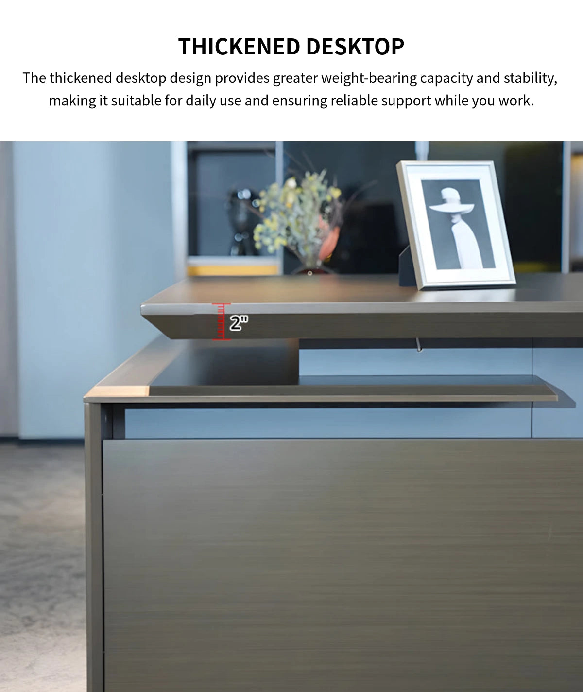 L-Shaped Executive Desk 79-150 in Wide with Lockable for Home Office — Detail image 5