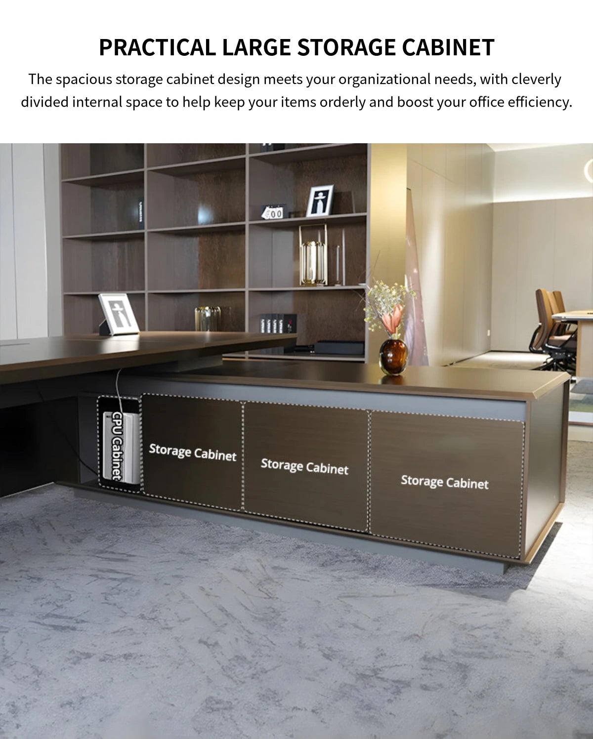 L-Shaped Executive Desk 79-150 in Wide with Lockable for Home Office — Detail image 6