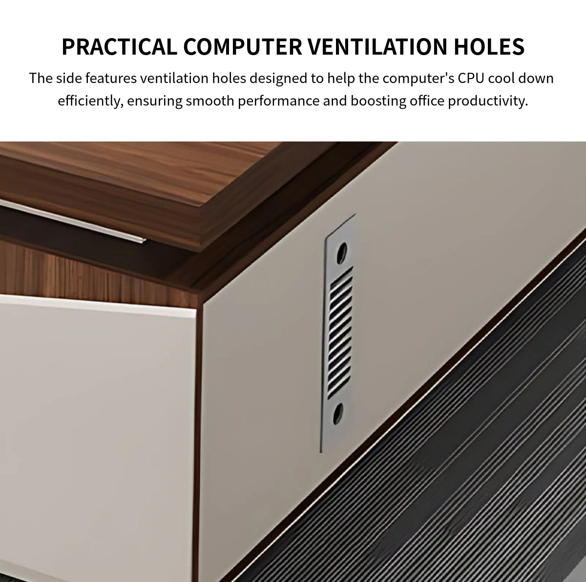 Modern Executive Desk 63-126 in Wide with Cable Management & Side Storage for Home Office — Detail image 6