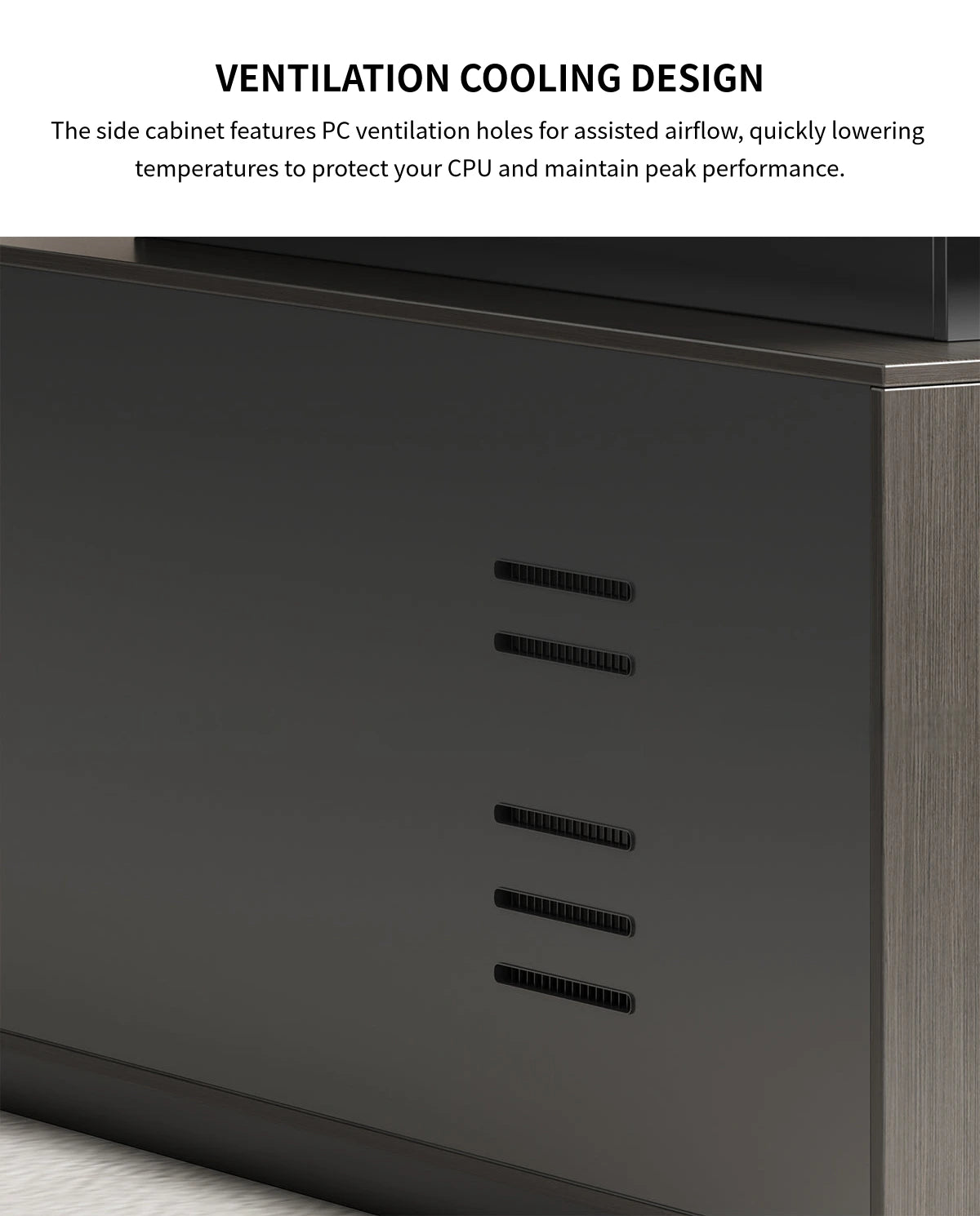 L-Shaped Executive Desk with Side Storage, Built-In Outlets & Cable Management — Detail image 4