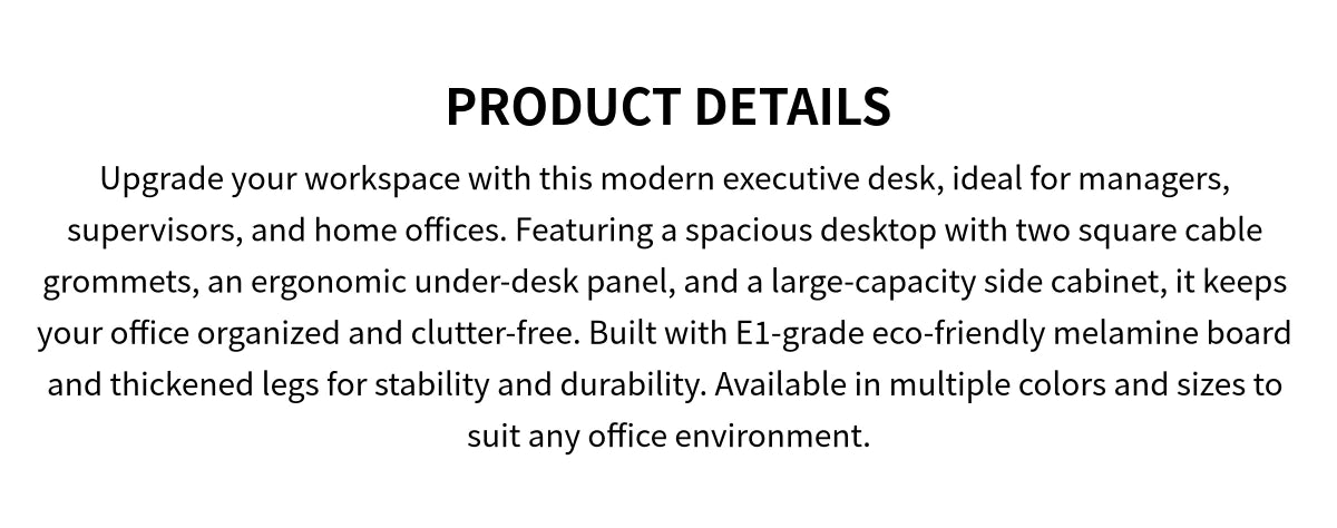 L-Shaped Executive Desk with Cable Management, Side Storage & Lumbar Support — Detail image 1