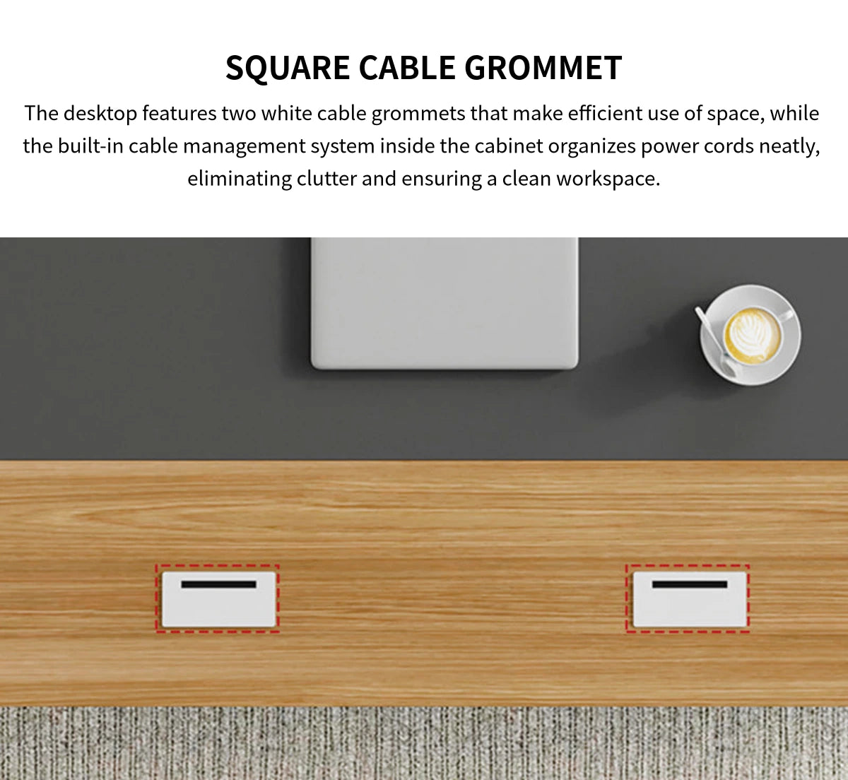 L-Shaped Executive Desk with Cable Management, Side Storage & Lumbar Support — Detail image 7