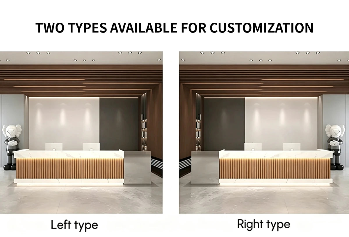 Salon Reception Desk 59-157 in Wide with Dual-Tone, File Drawers & Fluted Front for Salon — Detail image 5