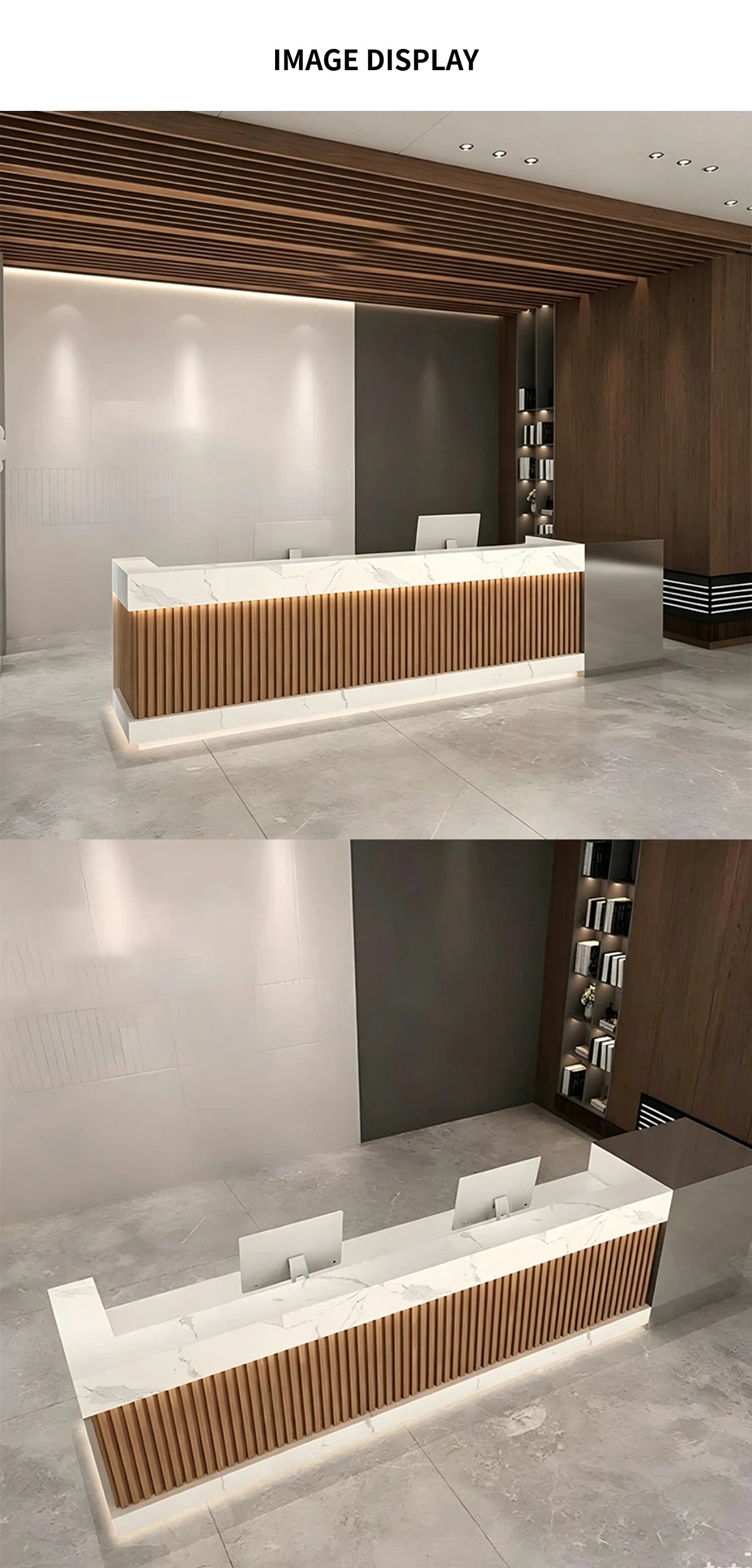 Salon Reception Desk 59-157 in Wide with Dual-Tone, File Drawers & Fluted Front for Salon — Detail image 6
