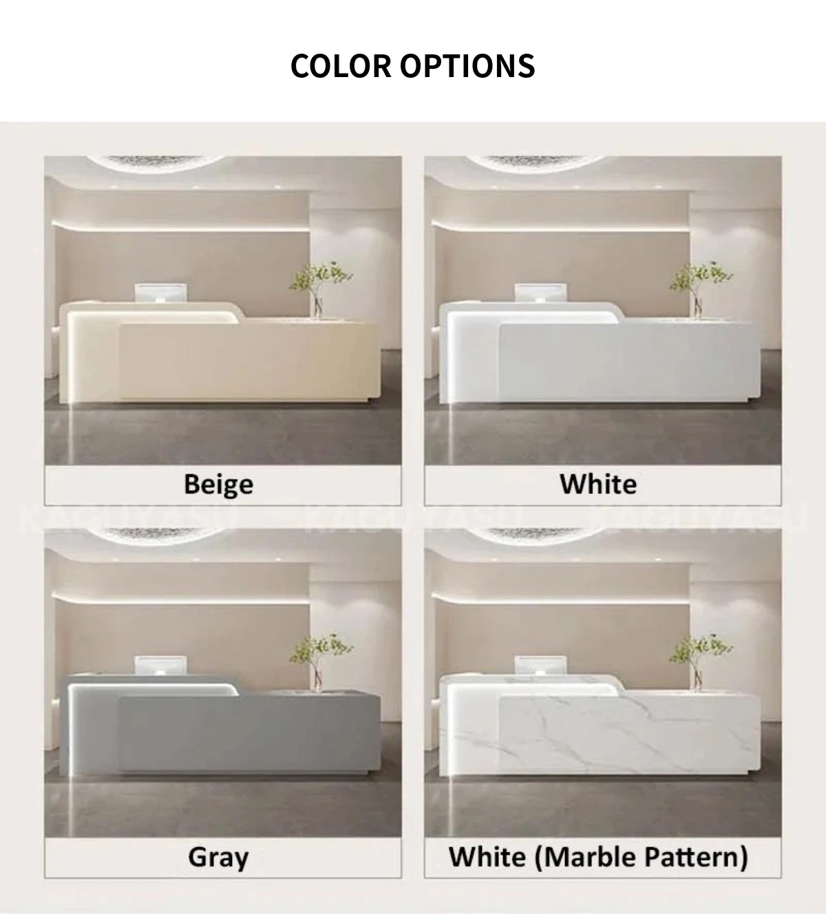 Curved Reception Desk 47-165 in Wide with LED Lighting, Lockable & File Drawers for Salon — Detail image 6
