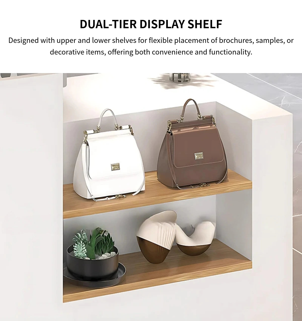 Curved Reception Desk with Privacy Panel for Salon — Detail image 8