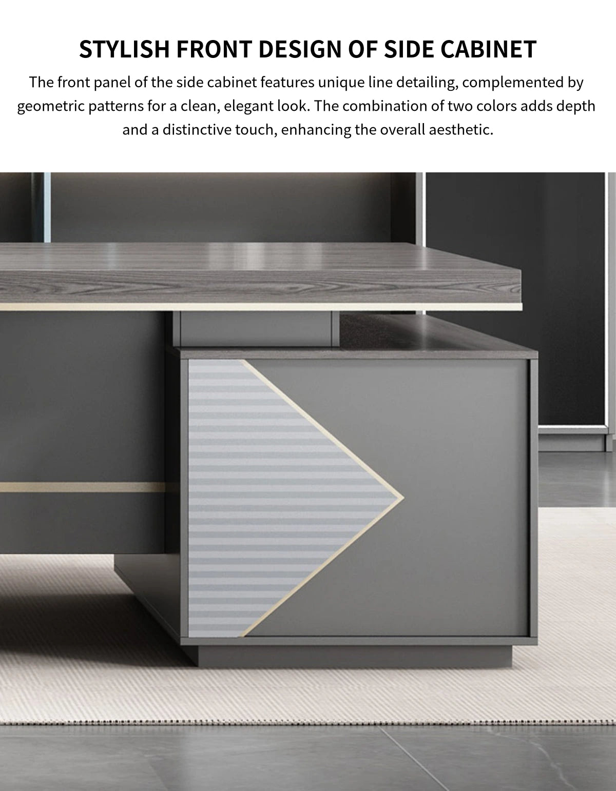Modern Executive Desk with Cable Management, Side Storage & Lumbar Support for Home Office — Detail image 10